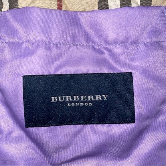 SOLD Burberry Diamond Quilt Jacket Authentic Purple Size Large Mint Condition - Picture 11 of 16